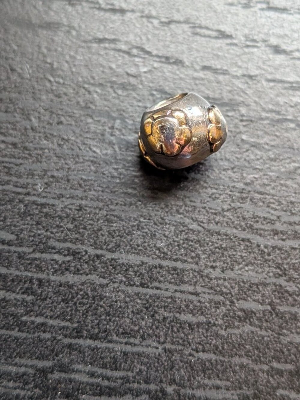 Retired Pandora Two-Tone Floral Spacer Charm 14k Gold & Sterling Silver 3.95g